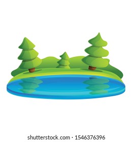 Fir tree lake icon. Cartoon of fir tree lake vector icon for web design isolated on white background