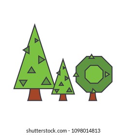 Fir tree line icon concept. Fir tree flat vector sign, symbol, illustration.
