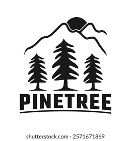 fir tree logo design, mountain, premium vector mountain and spruce design, outdoor logo, camper logo design

