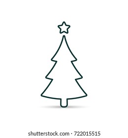 Fir Tree Outline Icon. Spruce Vector Line Symbol.