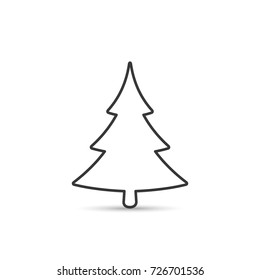 Fir tree outline icon. Spruce vector silhouette for decaration.