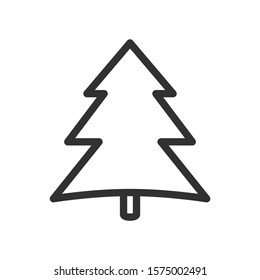 Fir tree outline, linear icon. Editable stroke