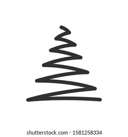 Fir tree outline, silhouette, linear icon. Editable stroke