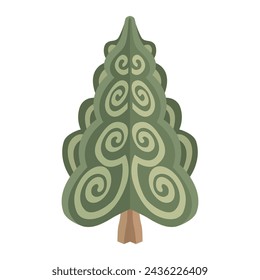 fir tree in paper art style - hand drawn vector illustration.