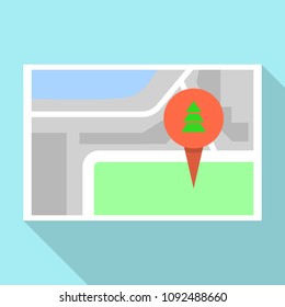 Fir tree pin map icon. Flat illustration of fir tree pin map vector icon for web design