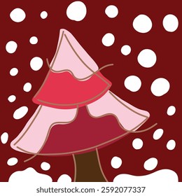 fir tree pink for greeting card christmas invitation 