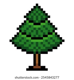 Fir tree in pixel art style
