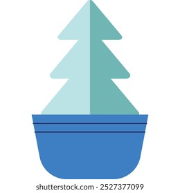 Fir tree plant in pot vector christmas pine icon