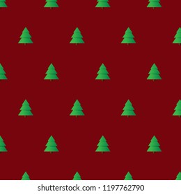 fir tree. Red vector background.