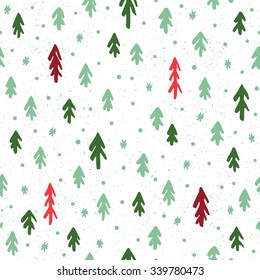 Fir tree seamless background. Christmas surface decoration with spruce trees.Vector illustration. Cloth design, wallpaper, wrapping. 