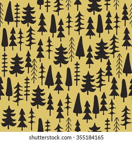 Fir tree seamless pattern colorful. Vector illustration. Christmas trees. Happy New Year background. Winter holidays. 
