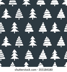 Fir tree seamless pattern colorful. Vector illustration. Christmas trees. Happy New Year background. Winter holidays. 