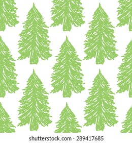 Fir tree seamless vector pattern background