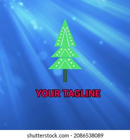 fir tree with shining blue light
