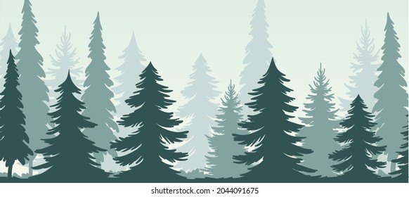 Fir Tree Silhouette Tall Trunk Branches Stock Vector (Royalty Free ...