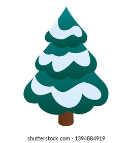 Fir tree with snow icon. Isometric of fir tree with snow vector icon for web design isolated on white background