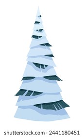 Abeto con nieve. Abeto cubierto de nieve de invierno. Verde pino esponjoso aislado sobre fondo blanco