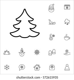 fir tree spruce winter snow vector line icons set