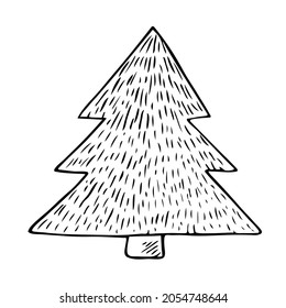 Cabecera vectorial de árbol de aves. Aceite lindo doodle dibujado a mano, ilustración navideña
