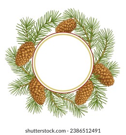 fir tree vector frame on white background