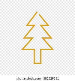 Fir tree vector icon. Vector. Flat style  orange icon on transparent background.