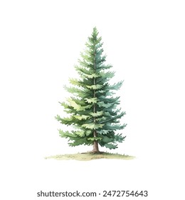 fir tree vector illustration in watercolor style