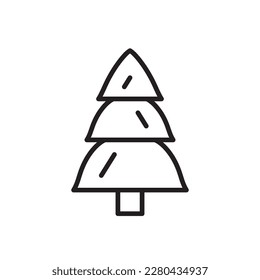 Fir tree vector line icon. Tree flat sign design. Christmas tree symbol isolated pictogram. UX UI linear icon outline sign