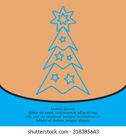 Fir tree vector line icon.