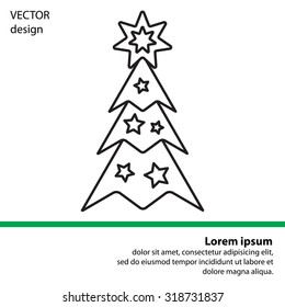 Fir tree vector line icon.