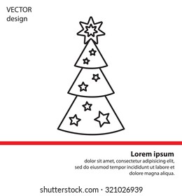 Fir tree vector line icon.