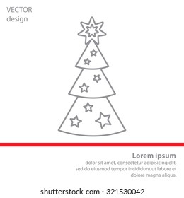 Fir tree vector line icon.