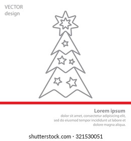 Fir tree vector line icon.