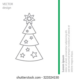 Fir tree vector line icon.