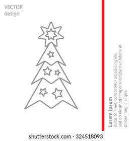 Fir tree vector line icon.