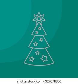 Fir tree vector line icon.
