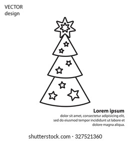 Fir tree vector line icon.