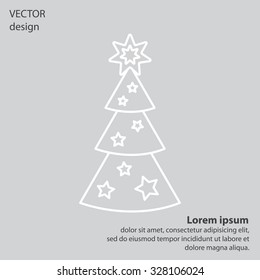 Fir tree vector line icon.