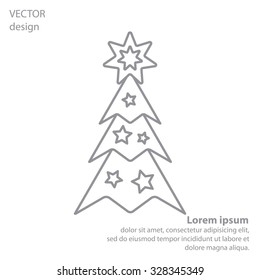 Fir tree vector line icon.