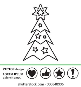 Fir tree vector line icon.