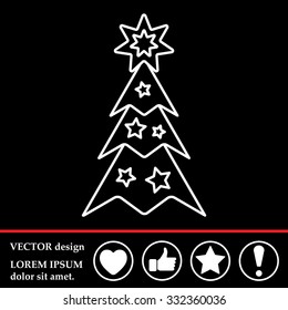 Fir tree vector line icon.