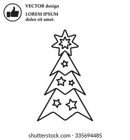 Fir tree vector line icon.