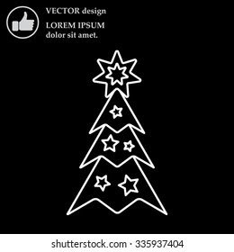 Fir tree vector line icon.
