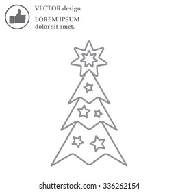 Fir tree vector line icon.