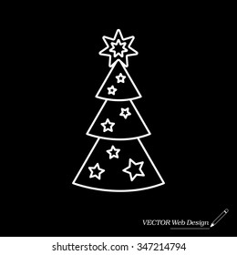 Fir tree vector line icon.