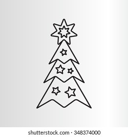 Fir tree vector line icon.