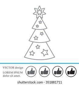 Fir tree vector line icon.