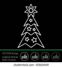 Fir tree vector line icon.