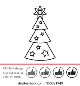 Fir tree vector line icon.