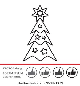 Fir tree vector line icon.