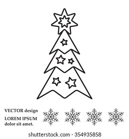 Fir tree vector line icon.